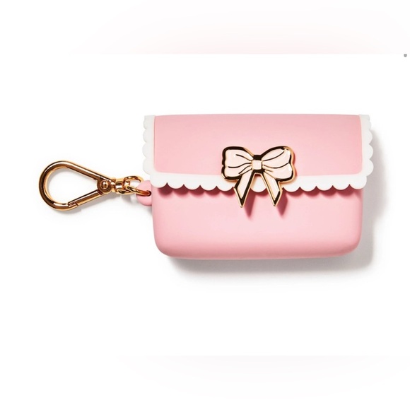 Pink Bow Hand Sanitizer Holder Bath & Body works‎ Scallop Bow Snap Case BBW - Picture 1 of 4